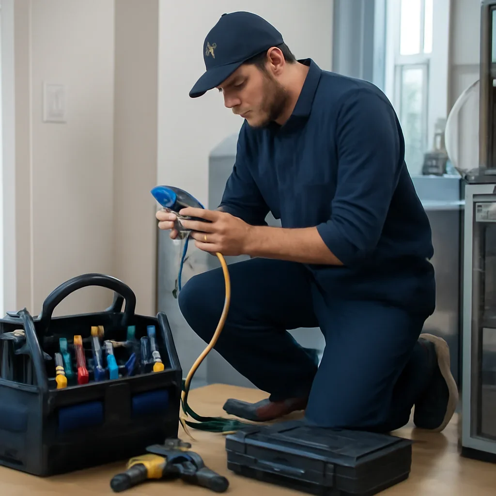 HVAC service process for best heating system for a townhome in surrey with organized tools and equipment