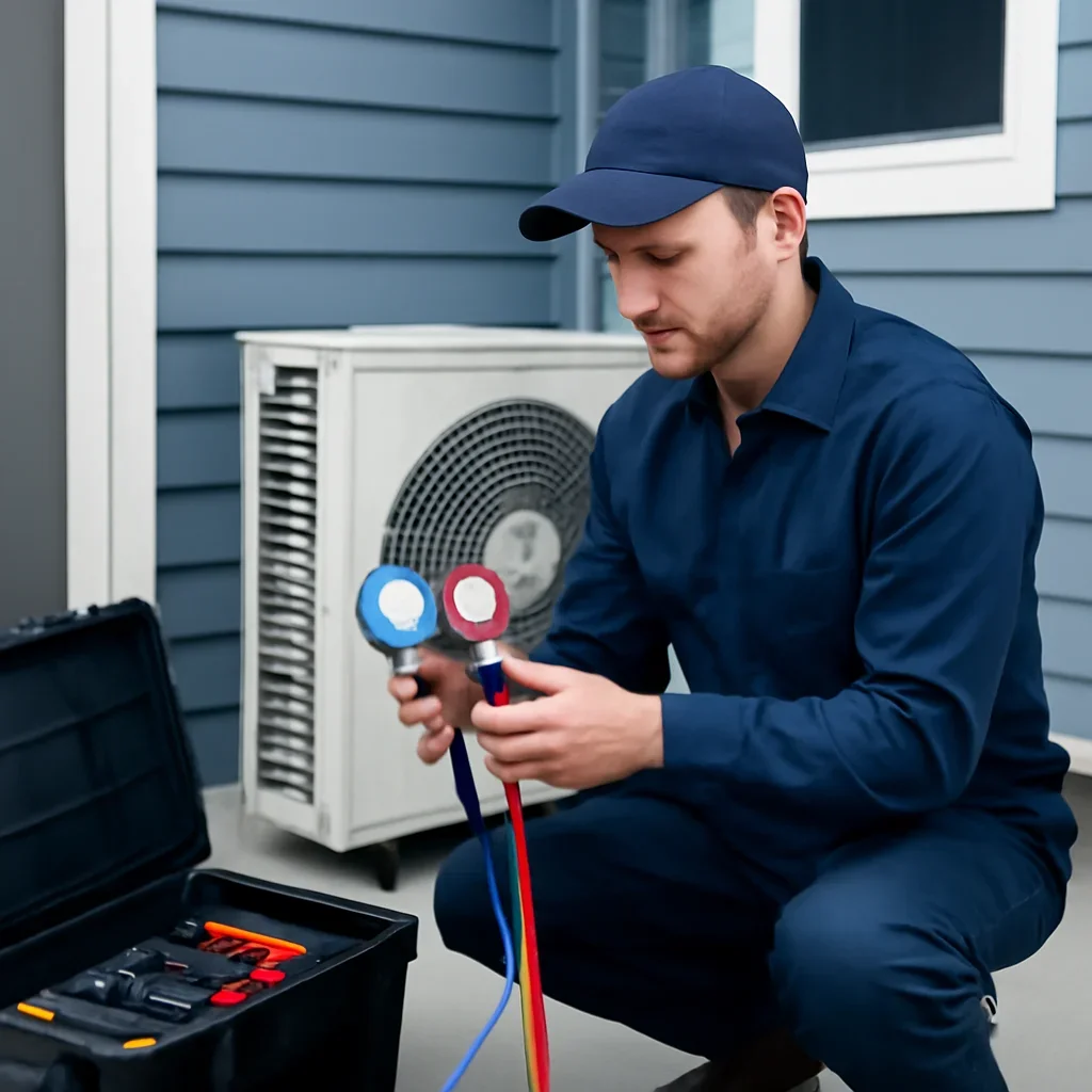 HVAC service process for do heat pumps work in surrey winters? with organized tools and equipment