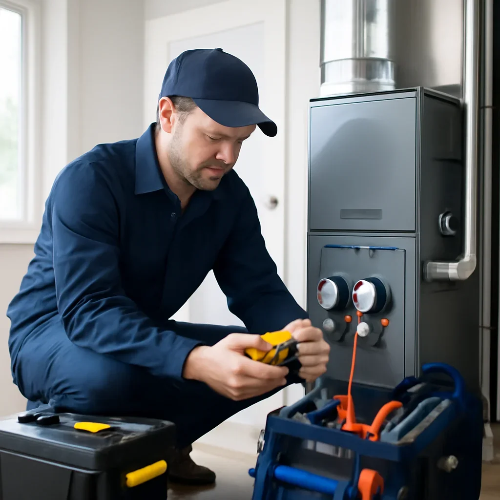 HVAC service process for how long does a furnace last in bc? with organized tools and equipment