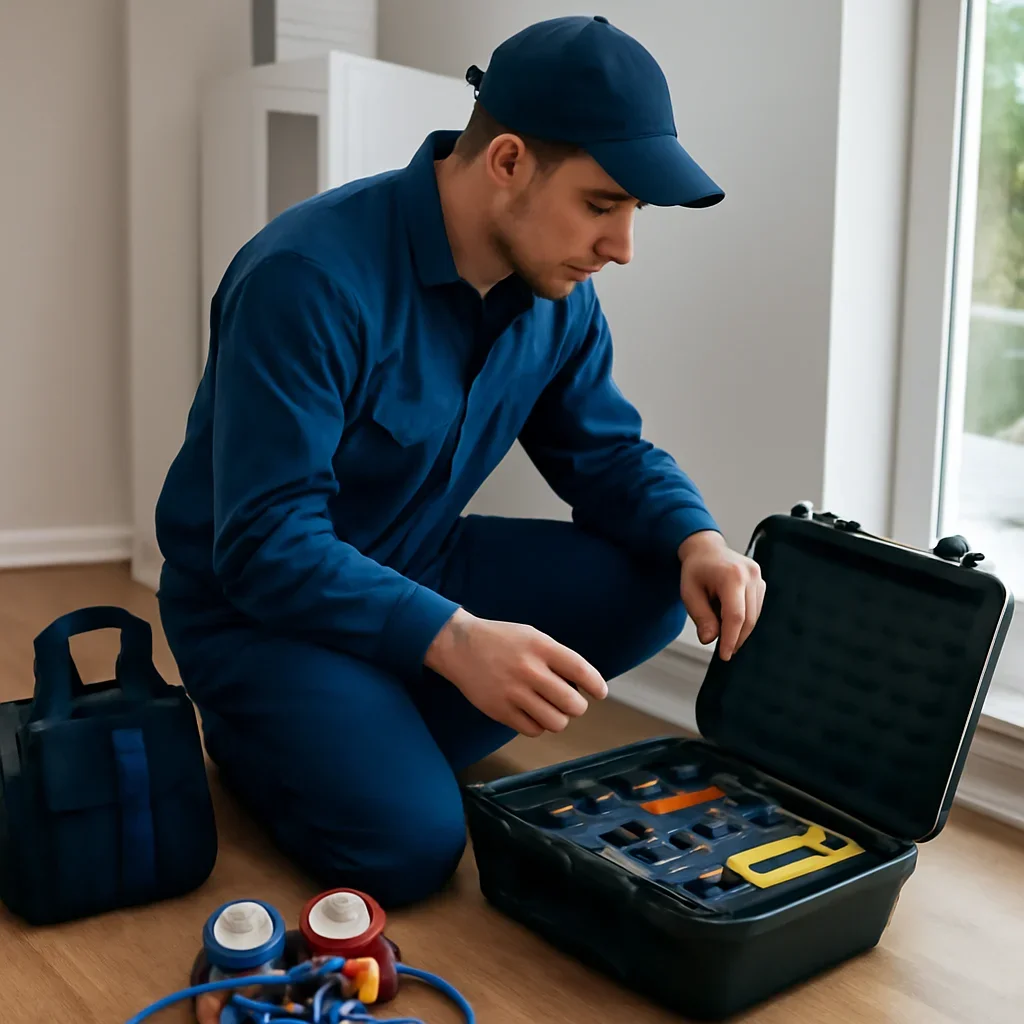 HVAC service process for is a geothermal heat pump worth it in bc? with organized tools and equipment