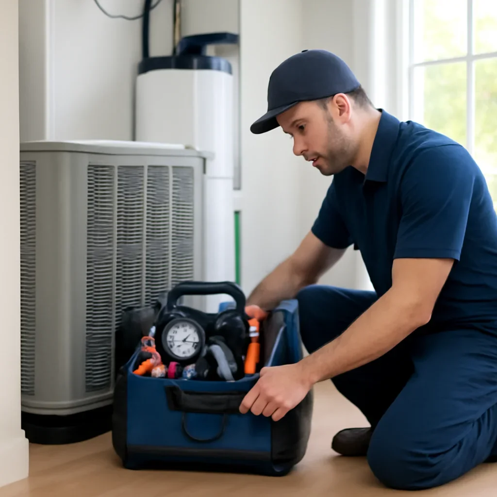 HVAC service process for should i replace my gas furnace with a heat pump in bc? with organized tools and equipment
