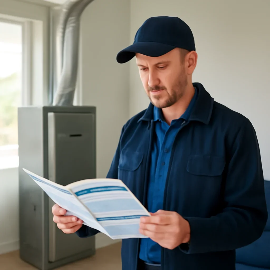 Accolade technician reviewing furnace options for a Surrey property