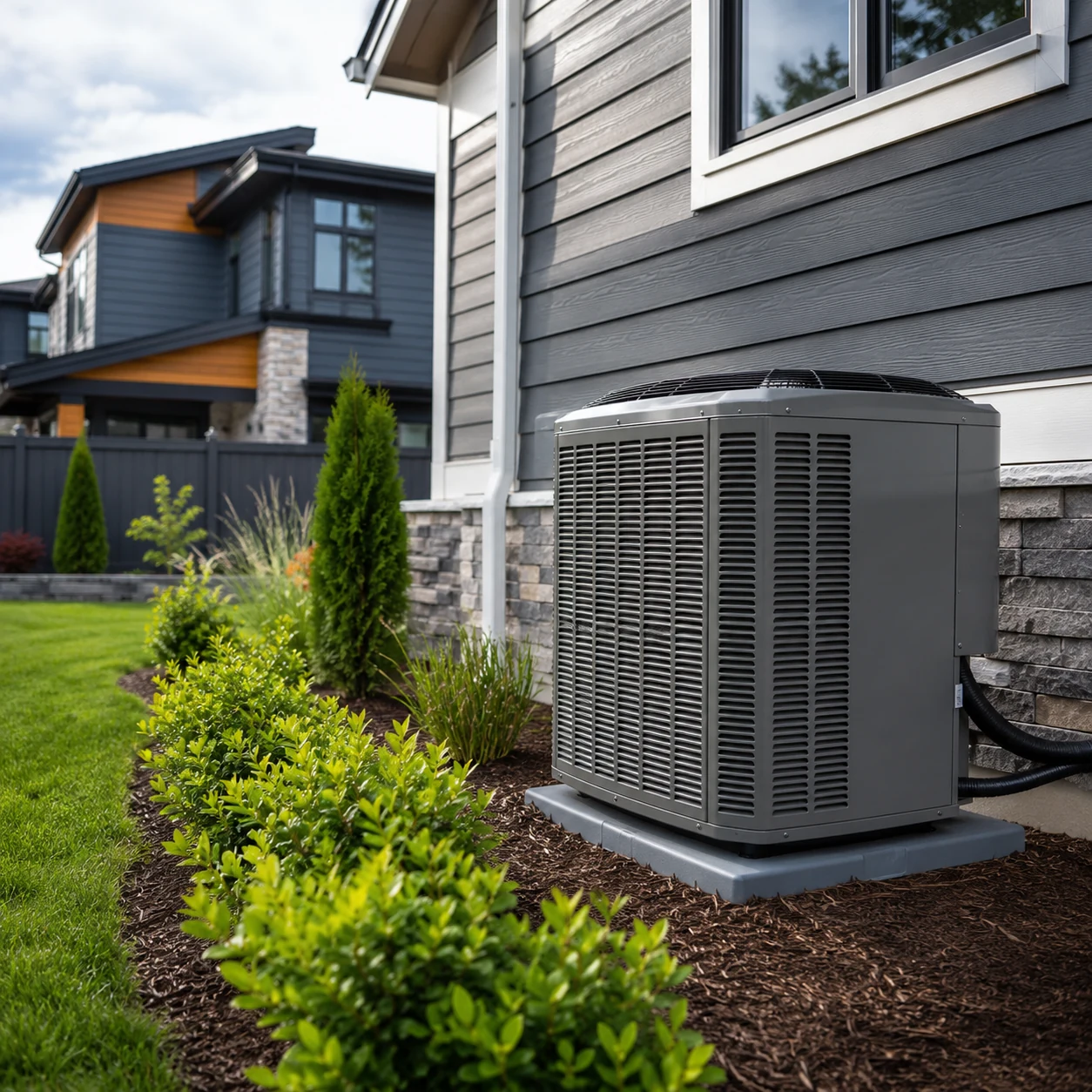 Residential central air-conditioning equipment serving an Ocean Park home