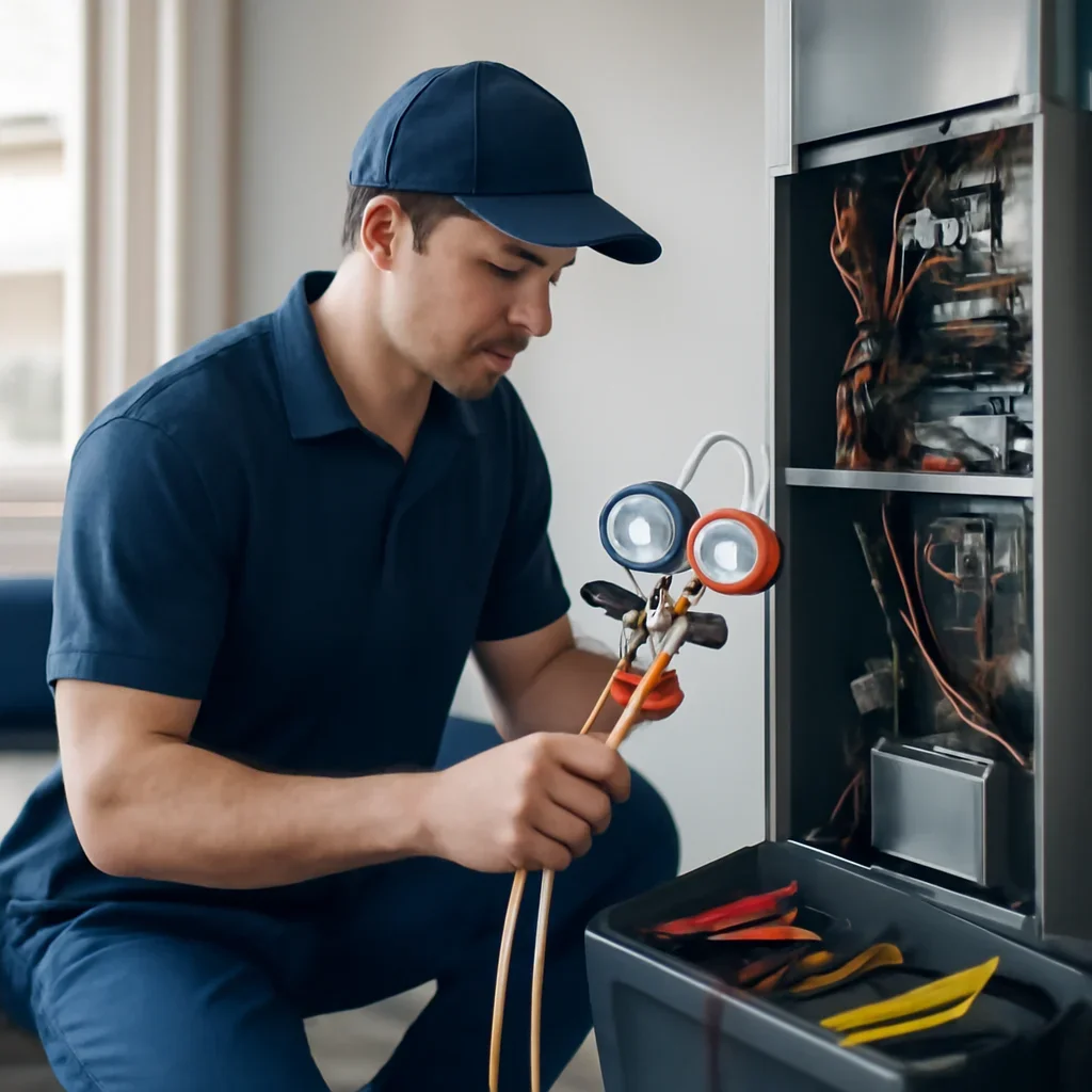 HVAC service process for hvac financing with organized tools and equipment