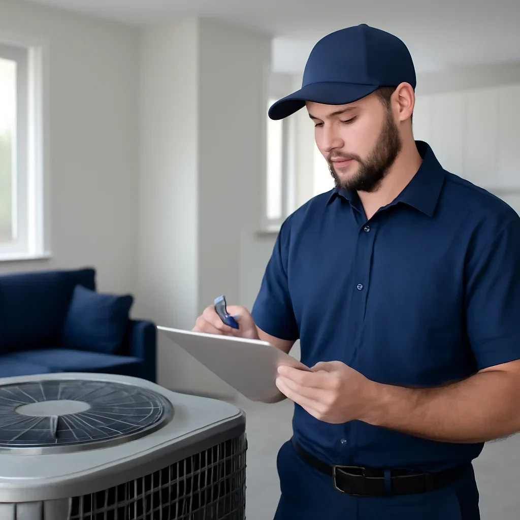 Accolade technician reviewing air conditioning options for a Fraser Heights property