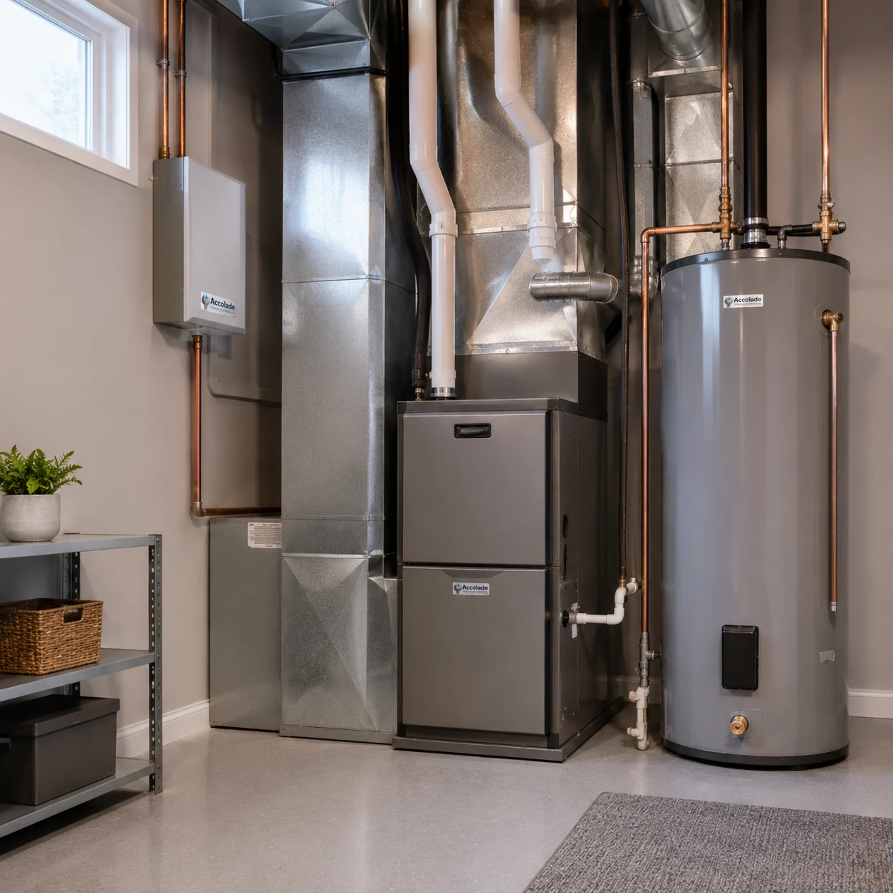 Mechanical room being assessed during a Langley HVAC service visit