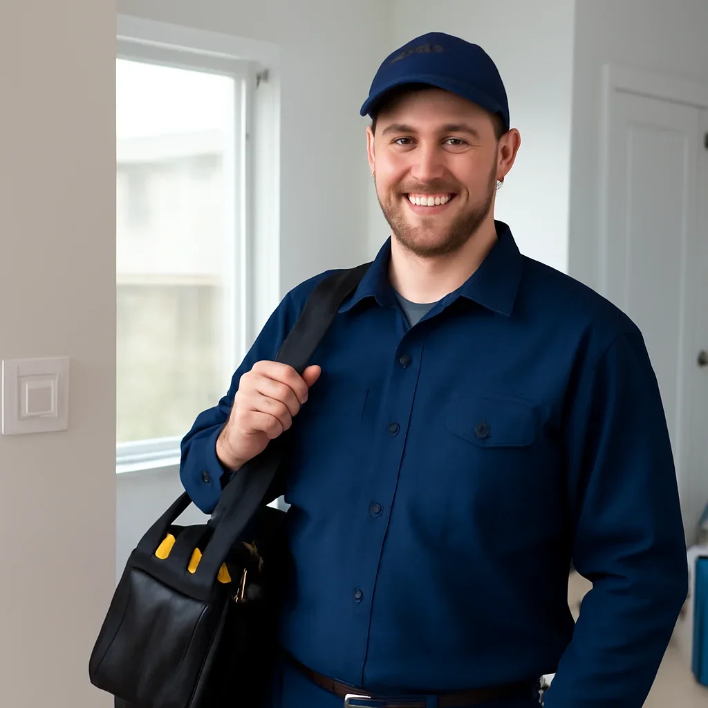 Technician preparing for a furnace service appointment in the Lower Mainland