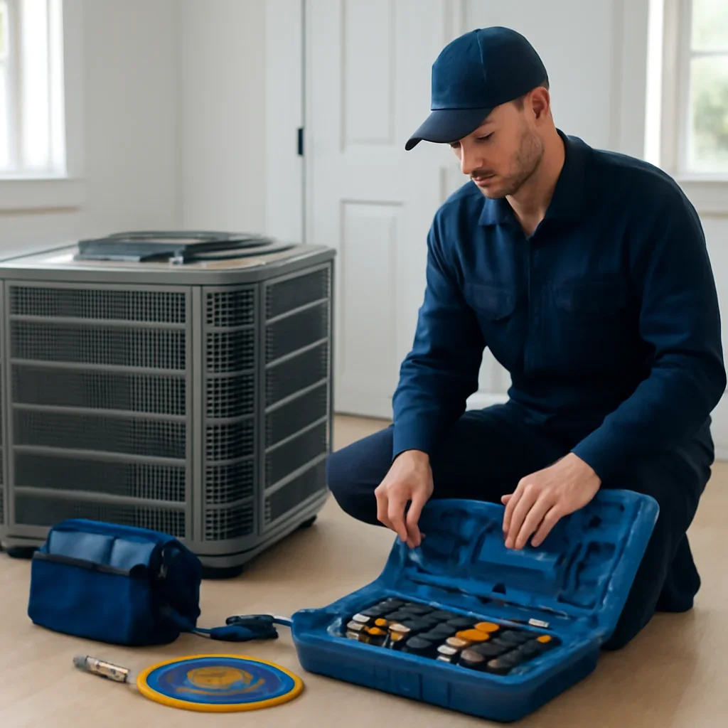 HVAC service process for hvac pricing with organized tools and equipment