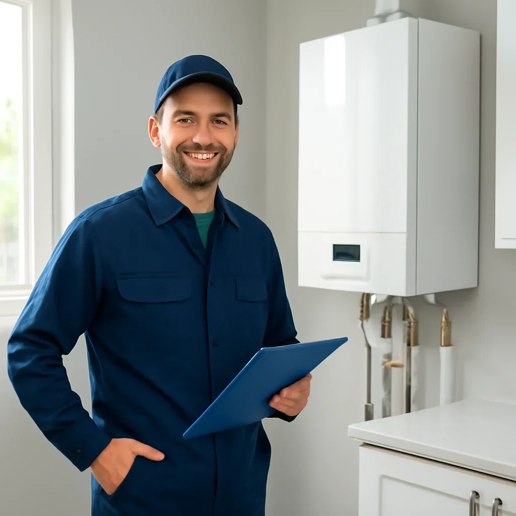 Technician preparing for a boiler service appointment in the Lower Mainland